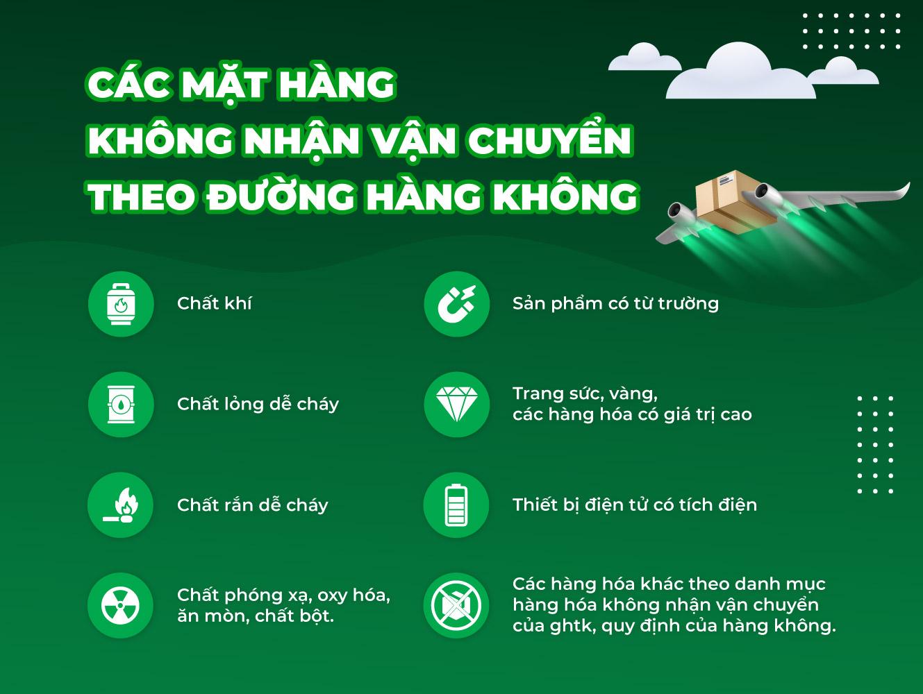 Danh mục hàng hóa GHTK không nhận vận chuyển theo đường hàng không