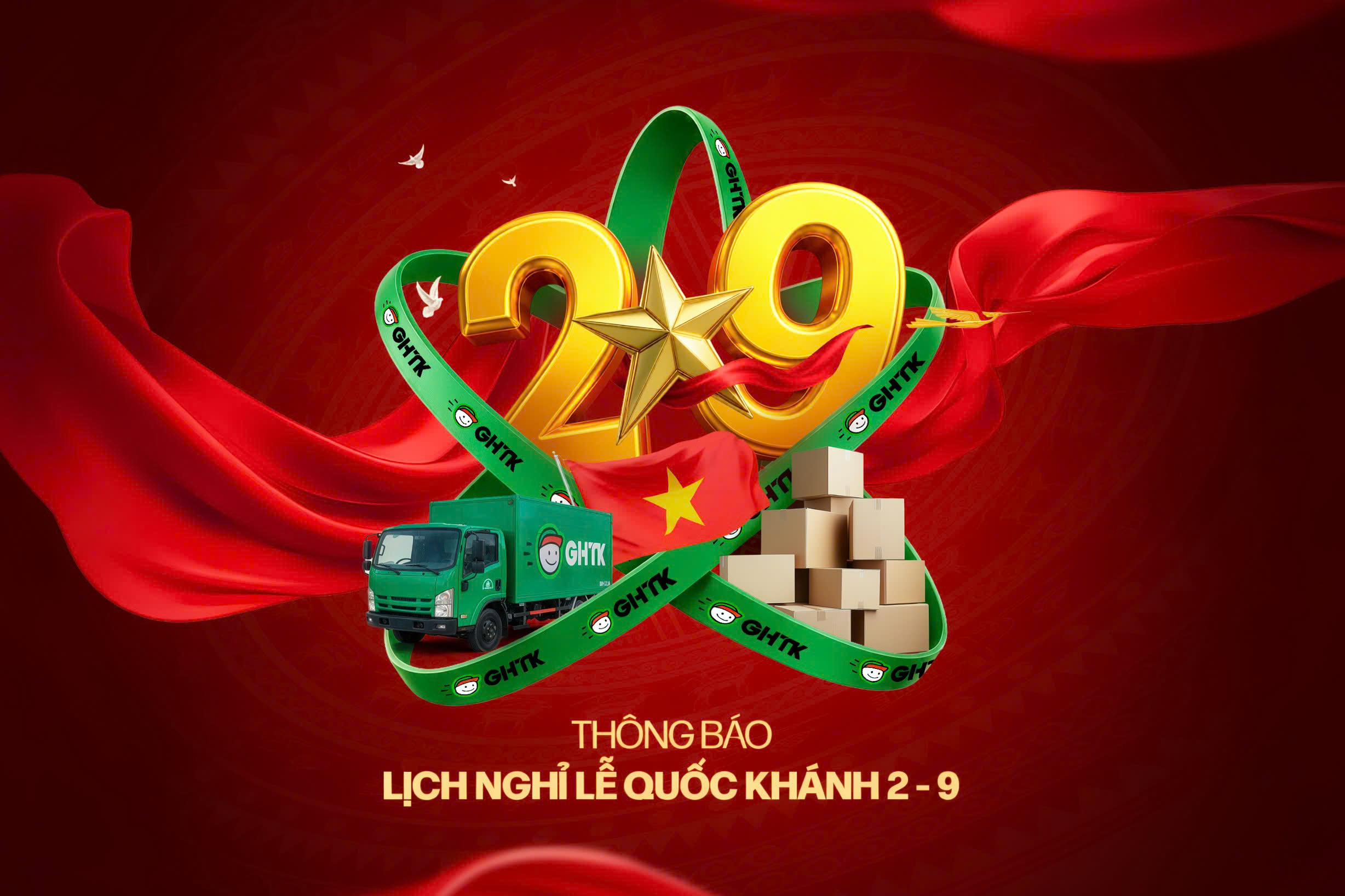 GHTK thông báo lịch nghỉ Lễ Quốc Khánh 2/9/2026