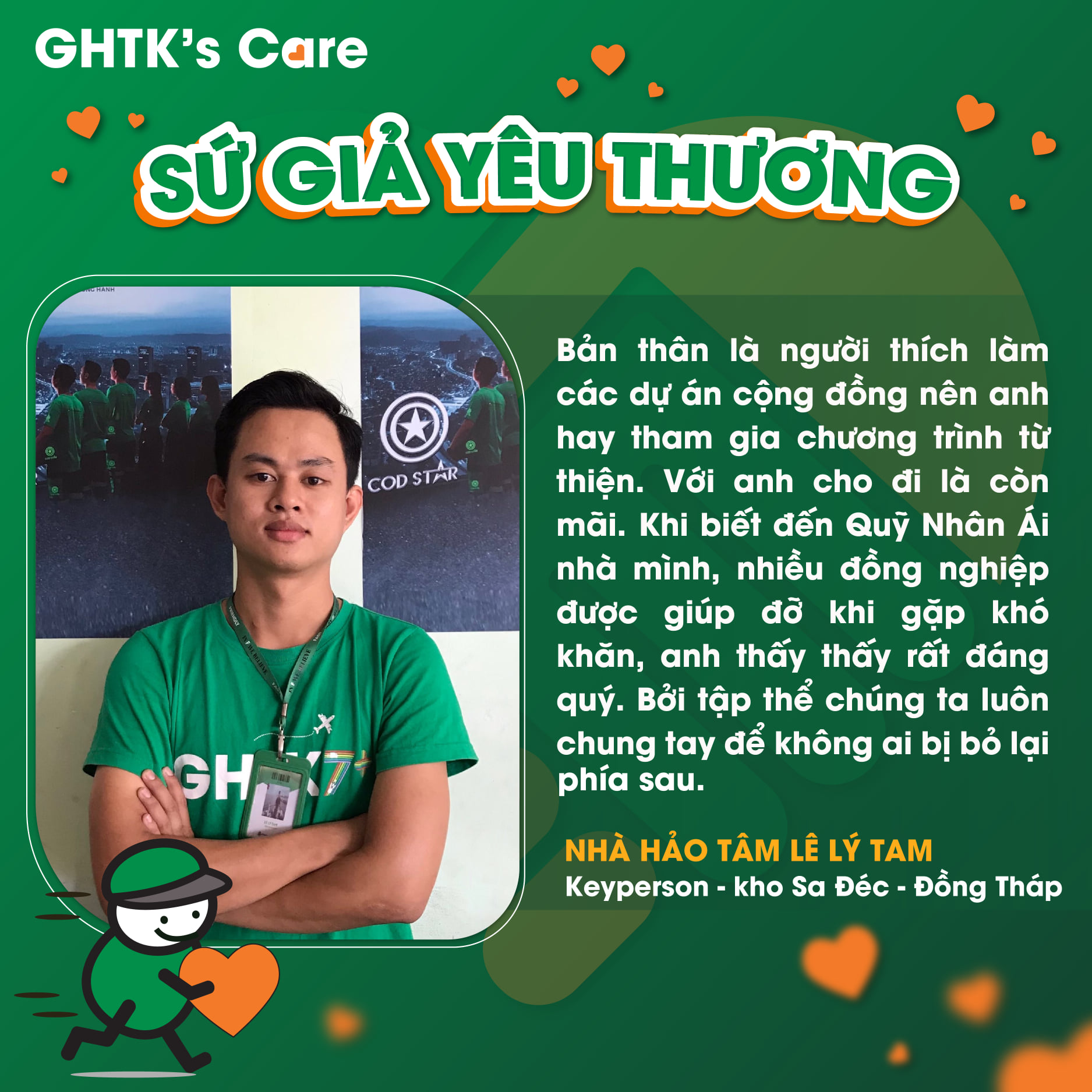 ? SỨ GIẢ YÊU THƯƠNG GIAOHANGTIETKIEM: Anh LÊ LÝ TAM - Keyperson - Kho Sa Đéc - Đồng Tháp ?