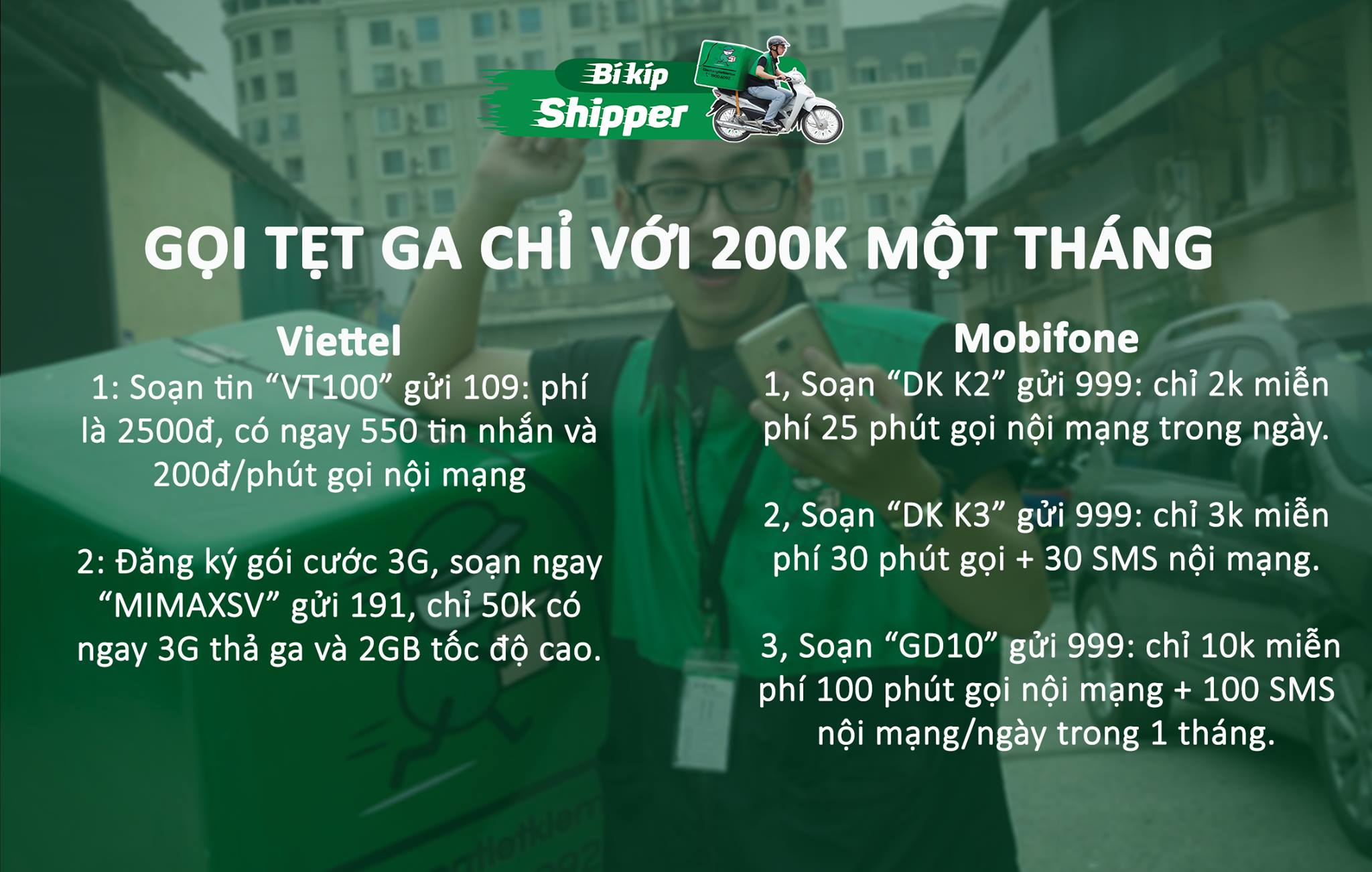 Gọi tẹt ga chỉ với 200k một tháng