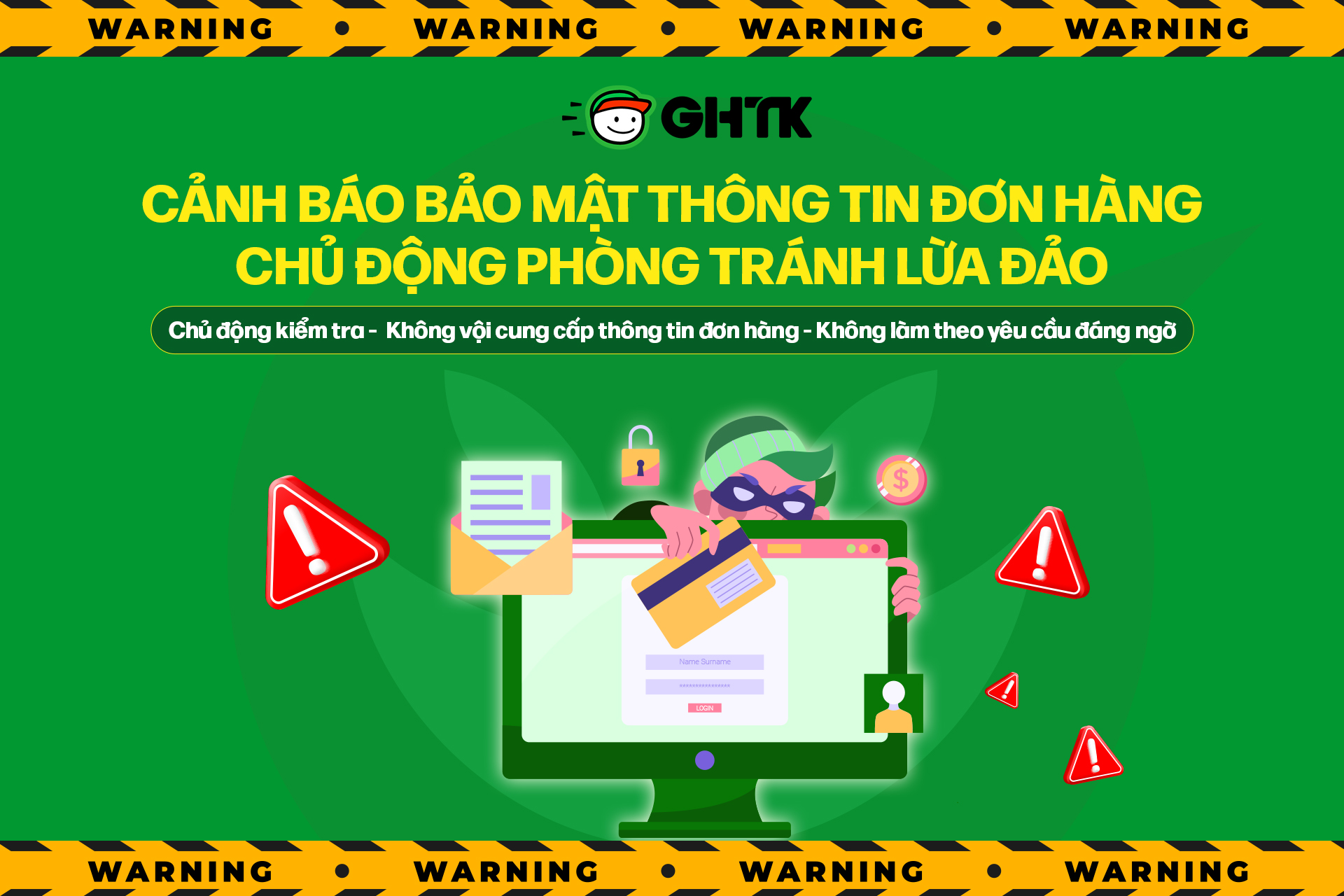 CẢNH BÁO BẢO MẬT THÔNG TIN ĐƠN HÀNG, CHỦ ĐỘNG PHÒNG TRÁNH LỪA ĐẢO