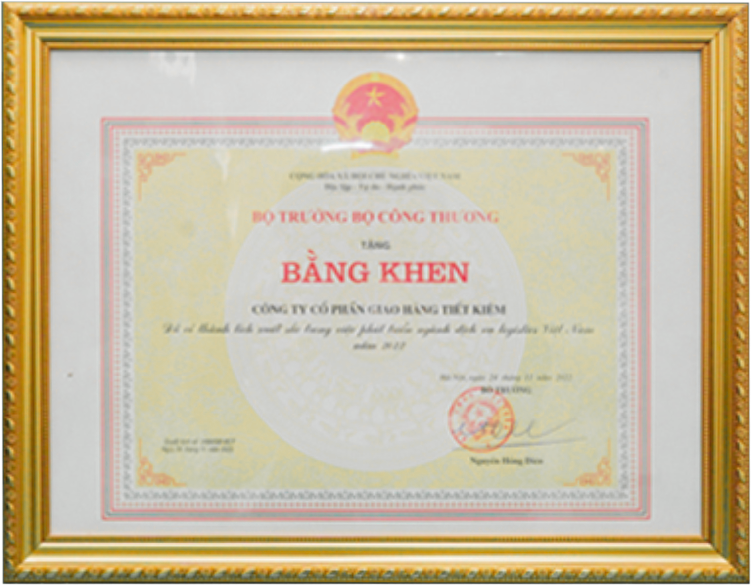 GHTK vinh dự nhận bằng khen của Bộ Công thương